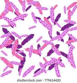 Feather Pattern, bright colorful background, cute and fun decoration. Vector illustration for celebration, party, carnival, festive holiday and Your project.