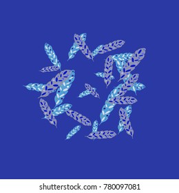 Feather Pattern, bright colorful background, cute and fun decoration. Vector illustration for celebration, party, carnival, festive holiday and Your project.