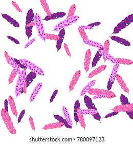Feather Pattern, bright colorful background, cute and fun decoration. Vector illustration for celebration, party, carnival, festive holiday and Your project.