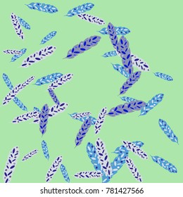 Feather Pattern, bright colorful background, cute and fun decoration. Vector illustration for celebration, party, carnival, festive holiday and Your project.