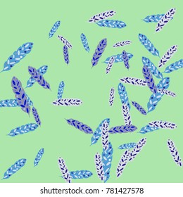 Feather Pattern, bright colorful background, cute and fun decoration. Vector illustration for celebration, party, carnival, festive holiday and Your project.