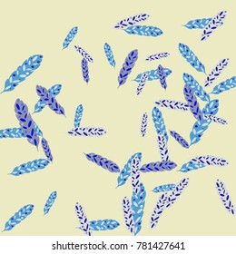 Feather Pattern, bright colorful background, cute and fun decoration. Vector illustration for celebration, party, carnival, festive holiday and Your project.