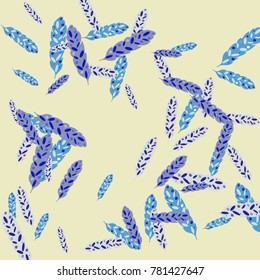 Feather Pattern, bright colorful background, cute and fun decoration. Vector illustration for celebration, party, carnival, festive holiday and Your project.