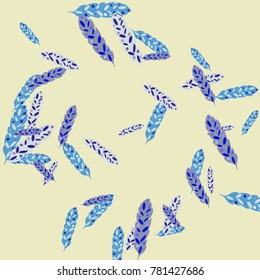 Feather Pattern, bright colorful background, cute and fun decoration. Vector illustration for celebration, party, carnival, festive holiday and Your project.