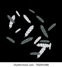 Feather Pattern, bright colorful background, cute and fun decoration. Vector illustration for celebration, party, carnival, festive holiday and Your project.