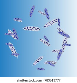 Feather Pattern, bright colorful background, cute and fun decoration. Vector illustration for celebration, party, carnival, festive holiday and Your project.