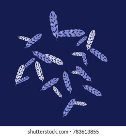 Feather Pattern, bright colorful background, cute and fun decoration. Vector illustration for celebration, party, carnival, festive holiday and Your project.