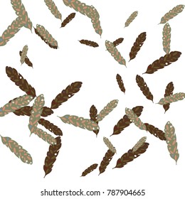 Feather Pattern, bright colorful background, cute and fun decoration. Vector illustration for celebration, party, carnival, festive holiday and Your project.