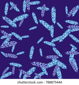 Feather Pattern, bright colorful background, cute and fun decoration. Vector illustration for celebration, party, carnival, festive holiday and Your project.