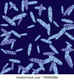 Feather Pattern, bright colorful background, cute and fun decoration. Vector illustration for celebration, party, carnival, festive holiday and Your project.