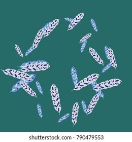 Feather Pattern, bright colorful background, cute and fun decoration. Vector illustration for celebration, party, carnival, festive holiday and Your project.