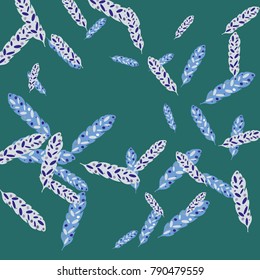 Feather Pattern, bright colorful background, cute and fun decoration. Vector illustration for celebration, party, carnival, festive holiday and Your project.