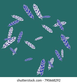 Feather Pattern, bright colorful background, cute and fun decoration. Vector illustration for celebration, party, carnival, festive holiday and Your project.