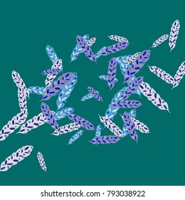 Feather Pattern, bright colorful background, cute and fun decoration. Vector illustration for celebration, party, carnival, festive holiday and Your project.