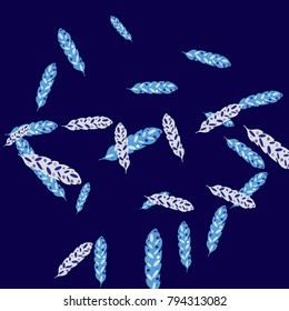 Feather Pattern, bright colorful background, cute and fun decoration. Vector illustration for celebration, party, carnival, festive holiday and Your project.