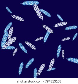 Feather Pattern, bright colorful background, cute and fun decoration. Vector illustration for celebration, party, carnival, festive holiday and Your project.