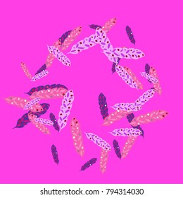 Feather Pattern, bright colorful background, cute and fun decoration. Vector illustration for celebration, party, carnival, festive holiday and Your project.