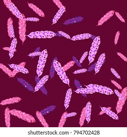 Feather Pattern, bright colorful background, cute and fun decoration. Vector illustration for celebration, party, carnival, festive holiday and Your project.
