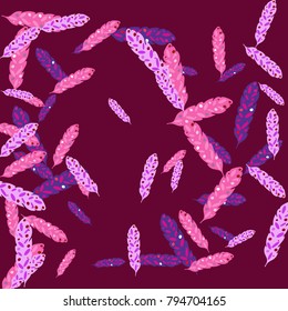 Feather Pattern, bright colorful background, cute and fun decoration. Vector illustration for celebration, party, carnival, festive holiday and Your project.