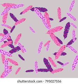 Feather Pattern, bright colorful background, cute and fun decoration. Vector illustration for celebration, party, carnival, festive holiday and Your project.