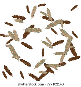 Feather Pattern, bright colorful background, cute and fun decoration. Vector illustration for celebration, party, carnival, festive holiday and Your project.