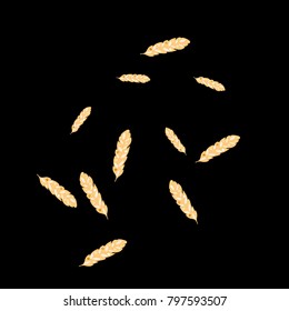 Feather Pattern, bright colorful background, cute and fun decoration. Black background. Vector illustration for celebration, party, carnival, festive holiday and Your project.