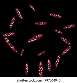 Feather Pattern, bright colorful background, cute and fun decoration. Black background. Vector illustration for celebration, party, carnival, festive holiday and Your project.