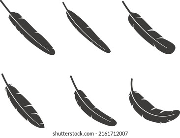 Feather pattern icon set, vector illustration