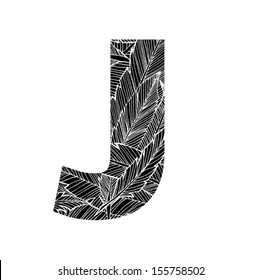 Feather pattern letter J