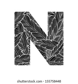 Feather pattern letter N