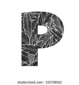 Feather pattern letter P