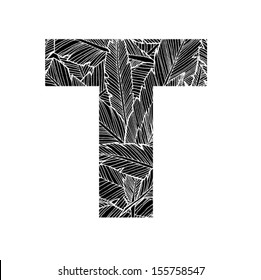 Feather pattern letter T