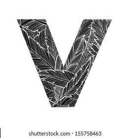 Feather pattern letter V