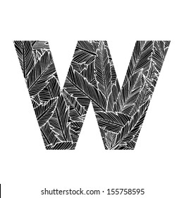Feather pattern letter W