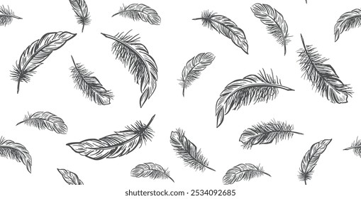 Feather Pattern on white Black on White	