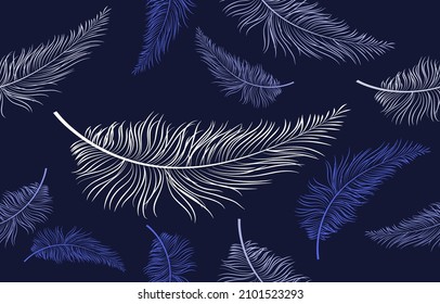 feather pattern. seamless pattern. Design for fabric, curtain, background, carpet, wallpaper, clothing, wrapping, Batik, fabric,Vector illustration