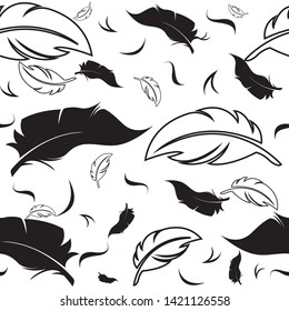 Feather Pattern. Seamless pattern for wrapping, fabric, paper and wallpaper. Endless Background