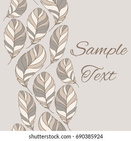Feather pattern. Vintage card. Seamless vertical pattern.