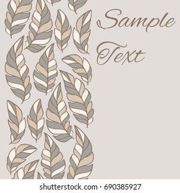 Feather pattern. Vintage card. Seamless vertical pattern.