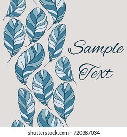 Feather pattern. Vintage card. Seamless vertical pattern.