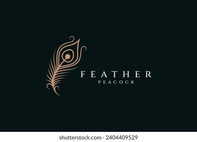 Feather Peacock Luxury Style Logo Icon Design Template Flat Vector