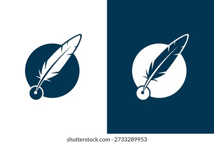 Feather Pen Circle Logo Writing Publishing