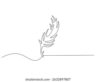 Feather pen continuous line. Continuous one line drawing of feather pen. Literacy concept. Single line drawing
