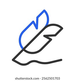 Feather pen icon, concept of writing, poetry, and literature.