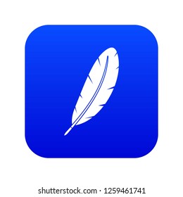 Feather pen icon digital blue for any design isolated on white vector illustration