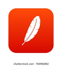 Feather pen icon digital red for any design isolated on white vector illustration
