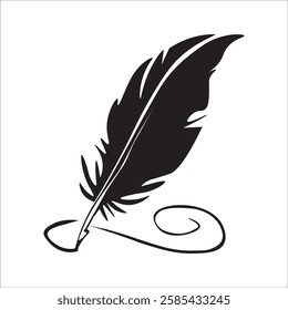 Feather pen icon in flat style