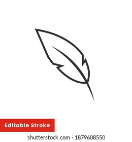 Feather pen icon illustration isolated vector sign symbol. Thin line style on white background. Editable stroke EPS 10