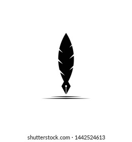 Feather pen icon logo design vector template