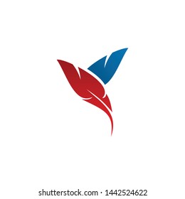 Feather pen icon logo design vector template